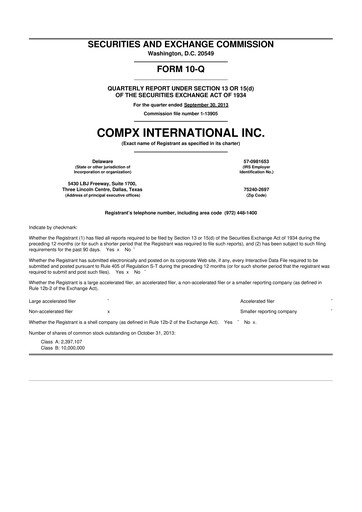 Thumbnail CompX International 10-Q Quarterly Report FY2013 