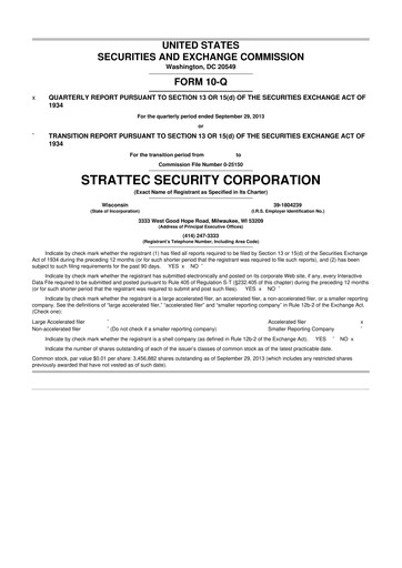 Vorschaubild Strattec Security 10-Q Quartalsbericht 2014 