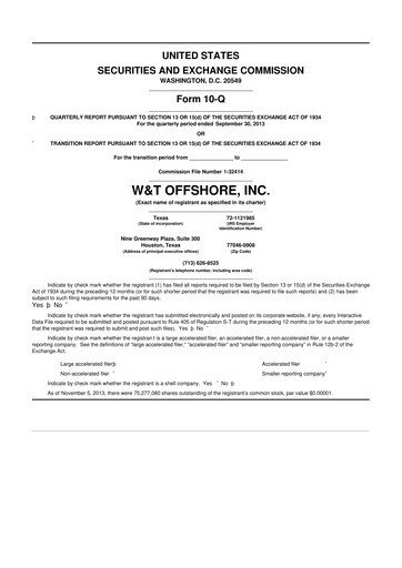 Thumbnail W&T Offshore 10-Q Quarterly Report FY2013 