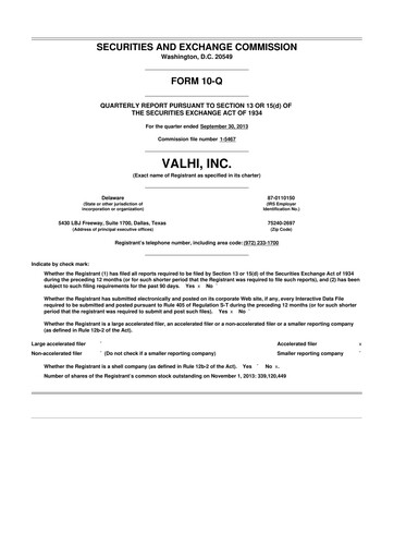 Thumbnail Valhi 10-Q Quarterly Report FY2013 