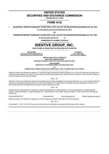 Thumbnail Identiv 10-Q Quarterly Report FY2013 