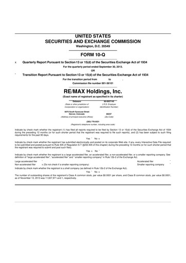 Thumbnail RE/MAX Holdings 10-Q Quarterly Report FY2013 