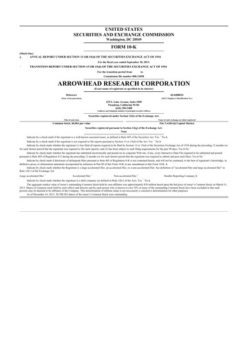 Thumbnail Arrowhead Pharmaceuticals
 10-K Annual Report 2013