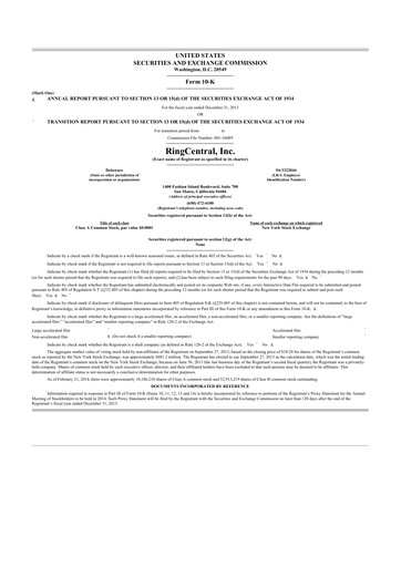 Thumbnail RingCentral
 10-K Annual Report 2013