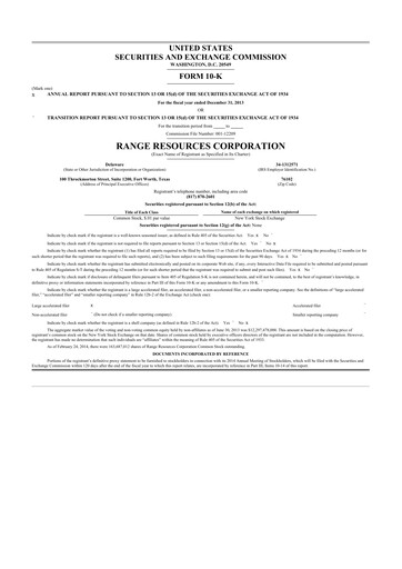 Thumbnail Range Resources
 10-K Annual Report 2013