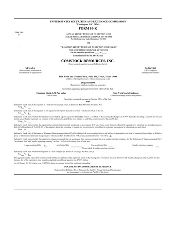 Thumbnail Comstock Resources 10-K Annual Report 2013