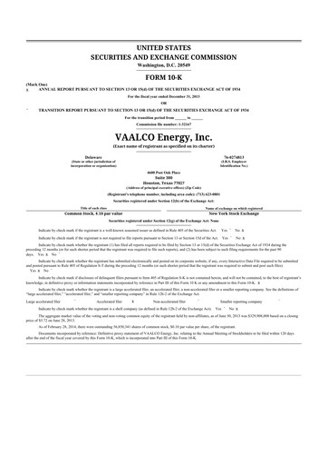 Thumbnail Vaalco Energy
 10-K Annual Report 2013