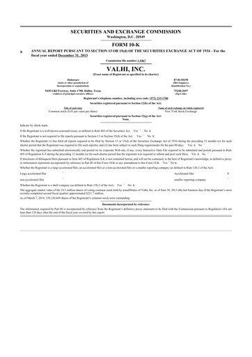 Thumbnail Valhi 10-K Annual Report 2013