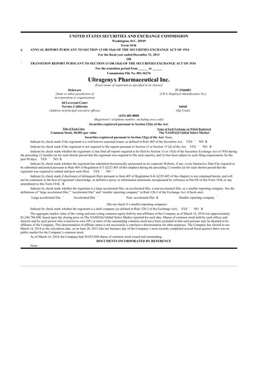 Thumbnail Ultragenyx Pharmaceutical 10-K Annual Report 