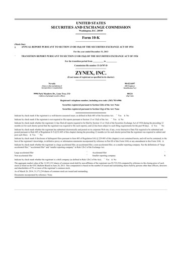 Thumbnail Zynex 10-K Annual Report 2013