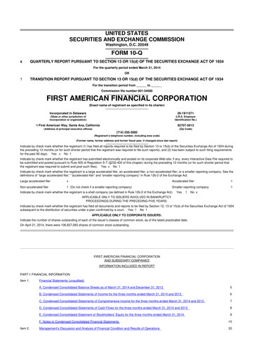 Miniature First American Financial Corporation 10-Q Rapport trimestriel 2014 