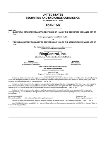 Thumbnail RingCentral
 10-Q Quarterly Report FY 