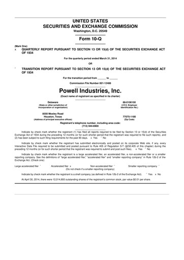 Miniature Powell Industries 10-Q Rapport trimestriel 2014 