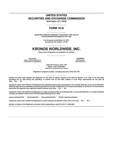Thumbnail Kronos Worldwide 10-Q Quarterly Report FY2014 