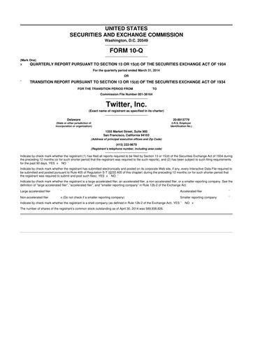 Thumbnail Twitter 10-Q Quarterly Report FY2014 