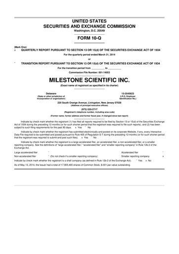 Vorschaubild Milestone Scientific 10-Q Quartalsbericht 2014 