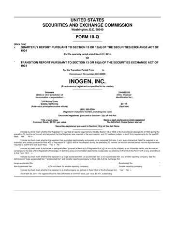 Thumbnail Inogen 10-Q Quarterly Report FY2014 