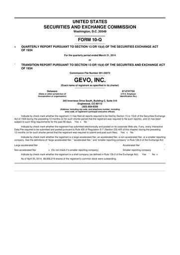 Vorschaubild Gevo 10-Q Quartalsbericht 2014 