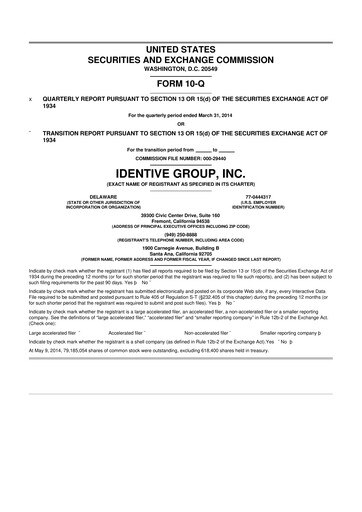 Thumbnail Identiv 10-Q Quarterly Report FY2014 