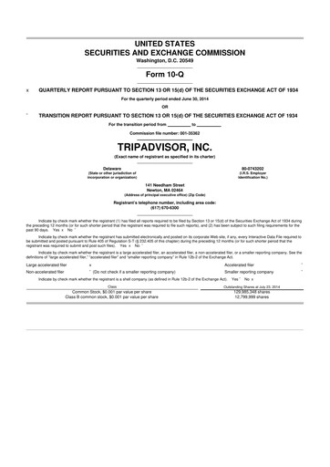 Miniature TripAdvisor 10-Q Rapport trimestriel 2014 