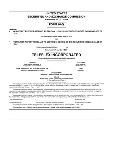 Thumbnail Teleflex 10-Q Quarterly Report FY2014 