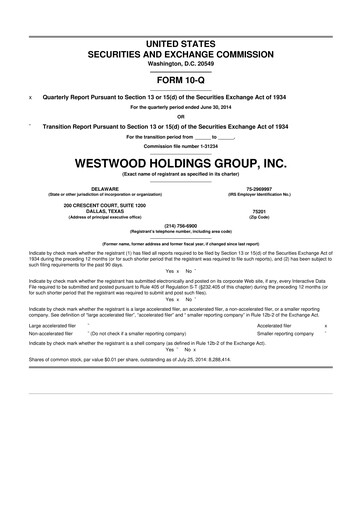 Vorschaubild Westwood Holdings Group 10-Q Quartalsbericht 2014 