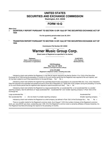 Thumbnail Warner Music Group
 10-Q Quarterly Report FY2014 
