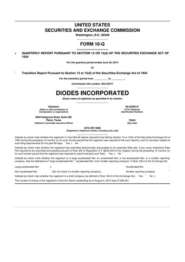 Miniature Diodes Incorporated 10-Q Rapport trimestriel 2014 