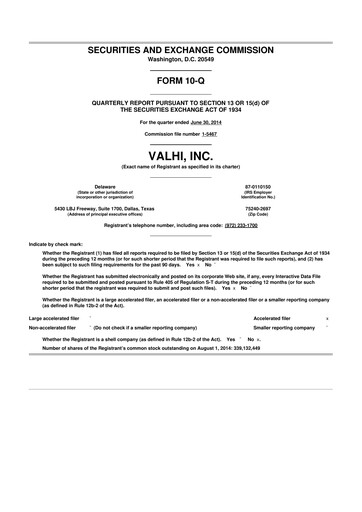 Thumbnail Valhi 10-Q Quarterly Report FY2014 