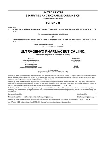 Miniature Ultragenyx Pharmaceutical 10-Q Rapport trimestriel 2014 