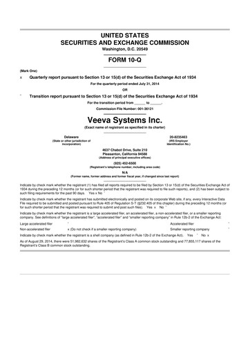 Vorschaubild Veeva Systems 10-Q Quartalsbericht 2015 