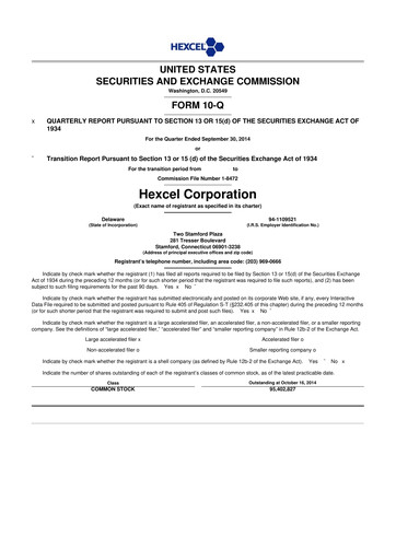Thumbnail Hexcel
 10-Q Quarterly Report FY2014 