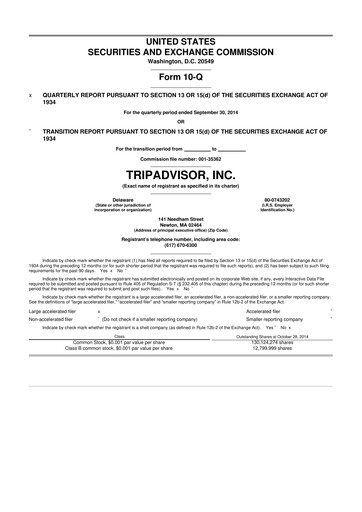 Miniature TripAdvisor 10-Q Rapport trimestriel 2014 
