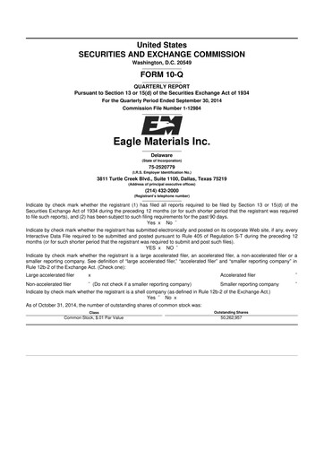 Thumbnail Eagle Materials
 10-Q Quarterly Report FY2015 