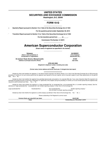 Thumbnail American Superconductor Corporation 10-Q Quarterly Report FY2014 