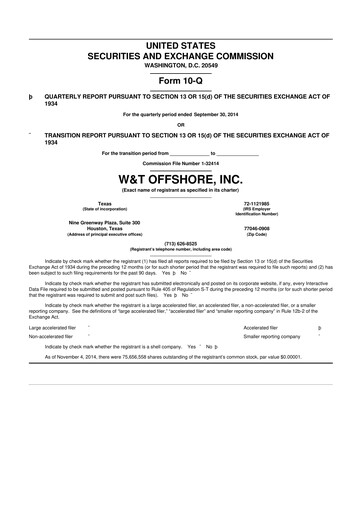 Thumbnail W&T Offshore 10-Q Quarterly Report FY2014 