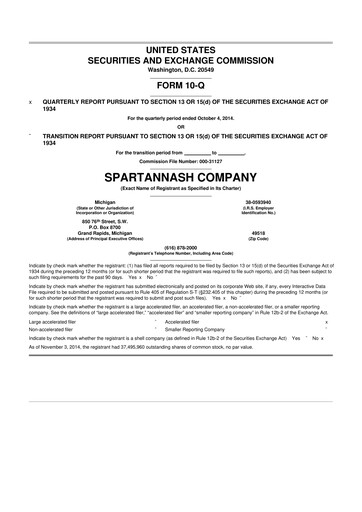 Miniature SpartanNash
 10-Q Rapport trimestriel 2014 