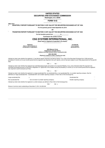 Thumbnail CSG International
 10-Q Quarterly Report FY2014 