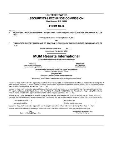 Thumbnail MGM Resorts

 10-Q Quarterly Report FY2014 