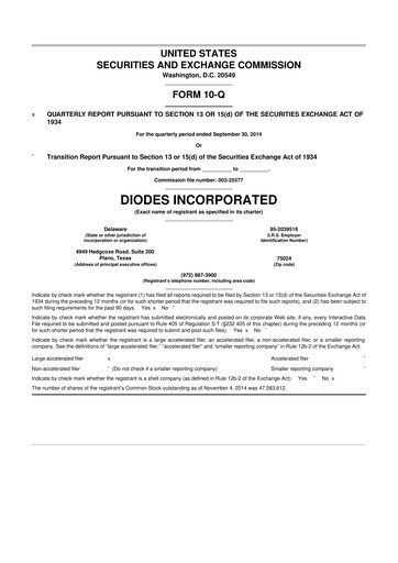 Miniature Diodes Incorporated 10-Q Rapport trimestriel 2014 