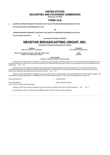 Thumbnail Nexstar Media Group
 10-Q Quarterly Report FY2014 