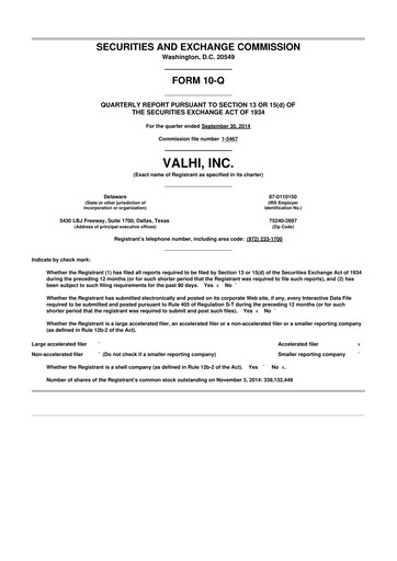 Thumbnail Valhi 10-Q Quarterly Report FY2014 