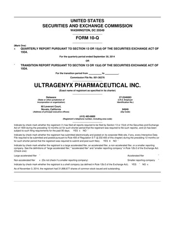 Miniature Ultragenyx Pharmaceutical 10-Q Rapport trimestriel 2014 