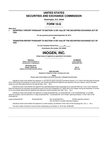 Thumbnail Inogen 10-Q Quarterly Report FY2014 