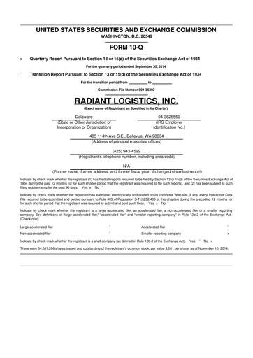 Thumbnail Radiant Logistics
 10-Q Quarterly Report FY2015 