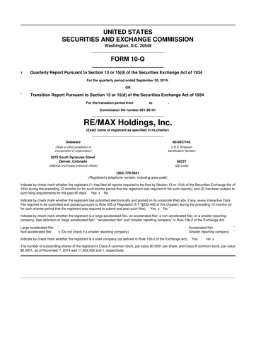 Thumbnail RE/MAX Holdings 10-Q Quarterly Report FY2014 