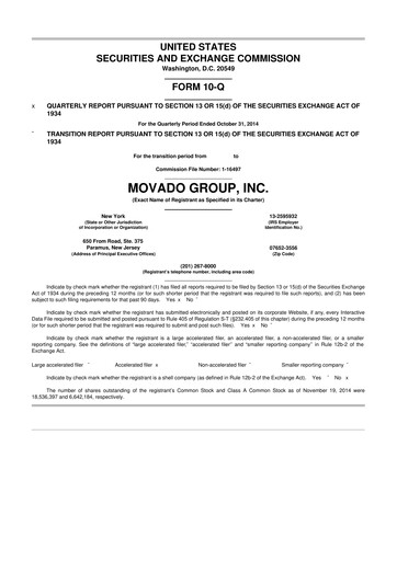 Vorschaubild Movado Group 10-Q Quartalsbericht 2015 