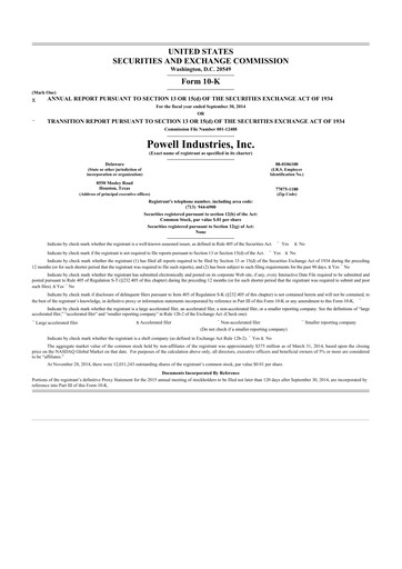 Thumbnail Powell Industries 10-K Annual Report 2014