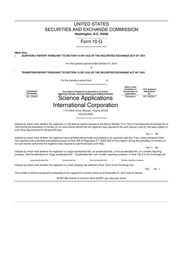 Thumbnail SAIC (Science Applications International Corp) 10-Q Quarterly Report FY2015 
