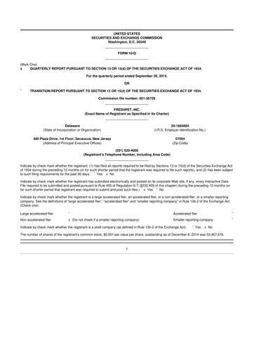 Thumbnail Freshpet 10-Q Quarterly Report FY2014 